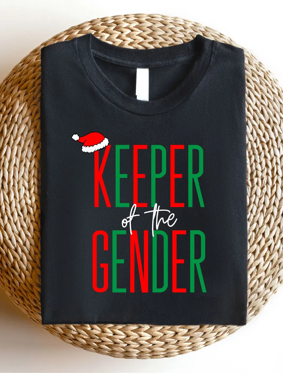 Keeper of the Gender Christmas Shirt, Gender Reveal Party T-Shirt, Christmas Baby Announcement Tee, Xmas Team Boy Team Girl