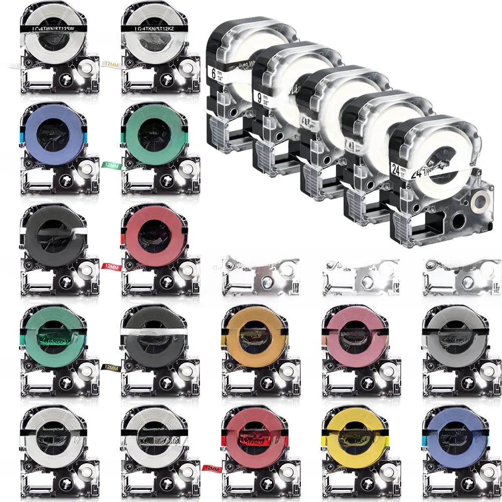 1Pcs Compatible Epson Label Tape SS12KW LK-4WBN SS9KW SS6KW SS18KW SS24KW pour EPSON LW-300 LW-400 LW-600P LW-700 imprimante d'étiquettes