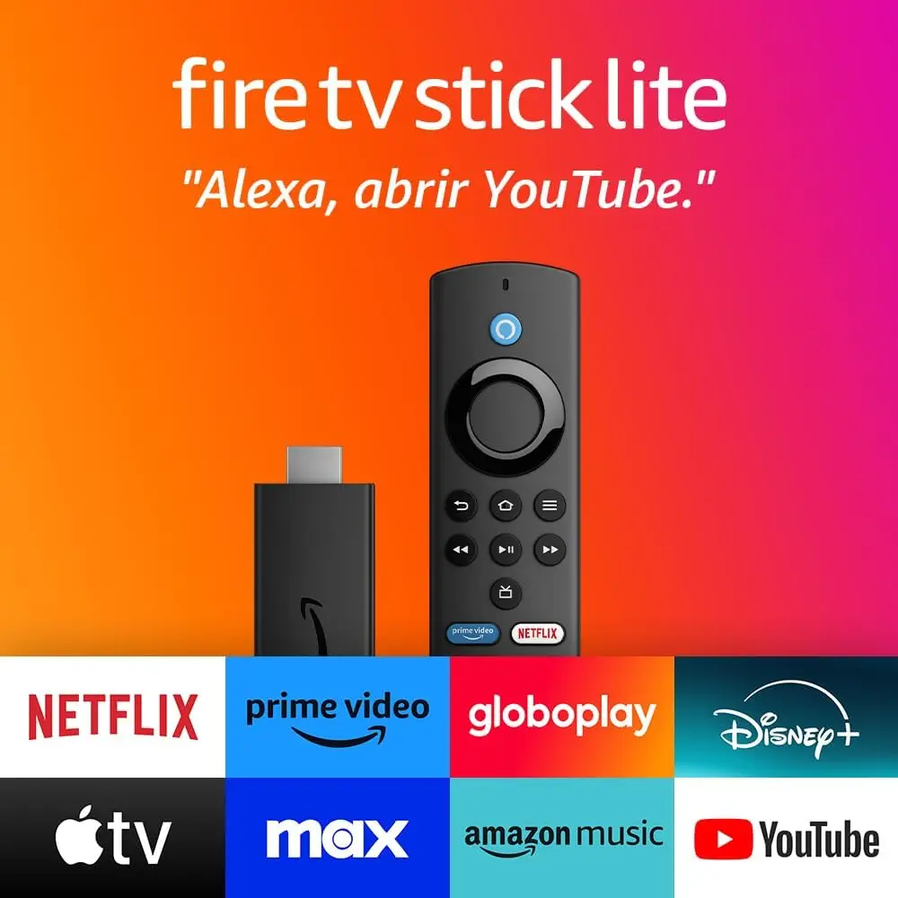 Fire TV Stick Lite | Streaming em Full HD com Alexa | Com Controle Remoto Lite por Voz com Alexa (sem controles de TV)