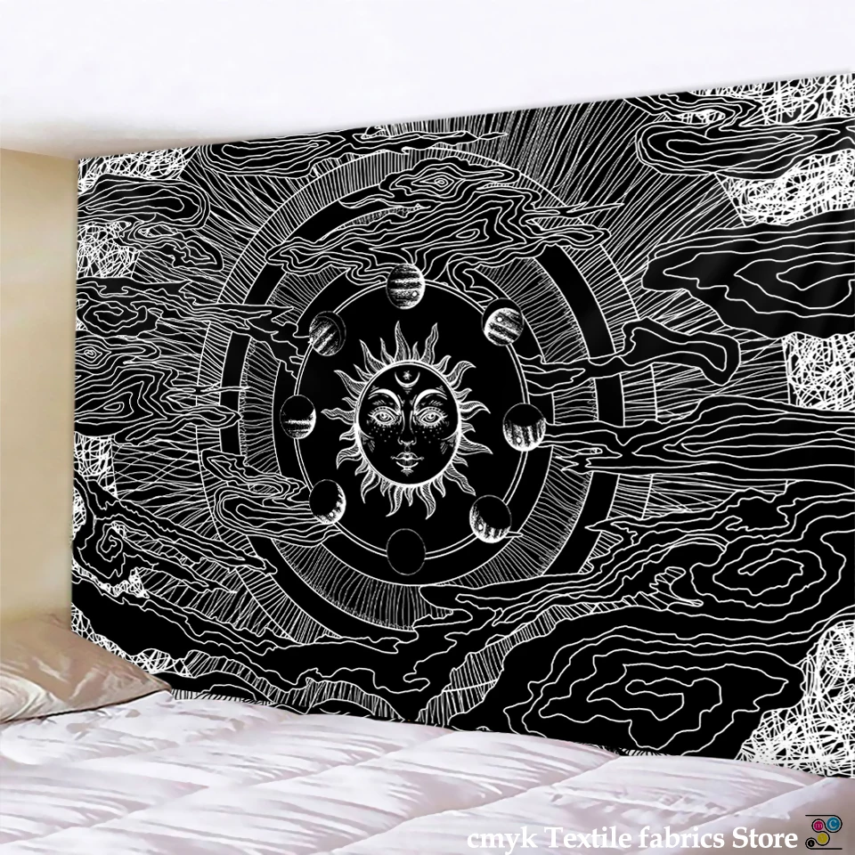 Boho 1-teilige Matte Hexerei Mandalay Hippie Mandala Tarot Wandteppich Wandbehang Astrologie Wahrsagerei Tagesdecke Strand