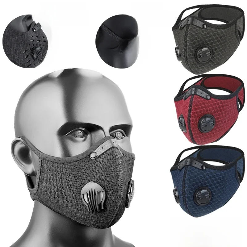 Nouveau masque de cyclisme avec filtre à charbon actif masque PM2.5 Anti-Pollution lavable masque de sport masque d'entraînement de Sports de plein air