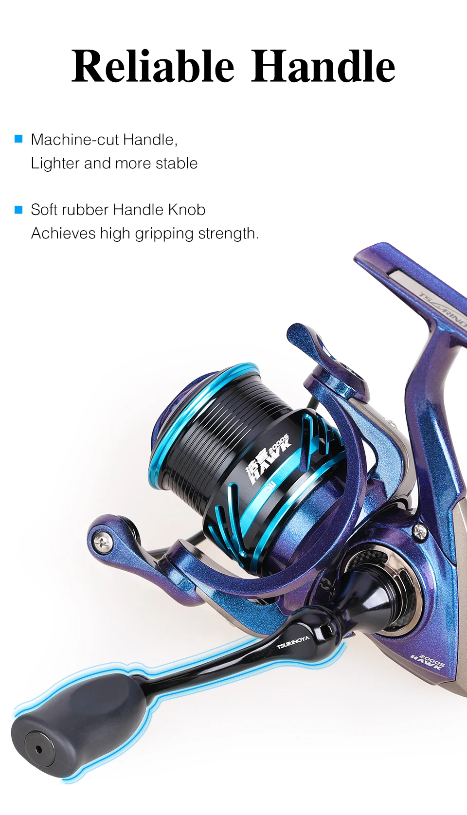TSURINOYA Angelrolle HAWK 2000S 2500S 3000S Flache Spule Weitwurfrolle für Süß- und Salzwasser Eisfischen Spinnrolle Bass – Detail 26