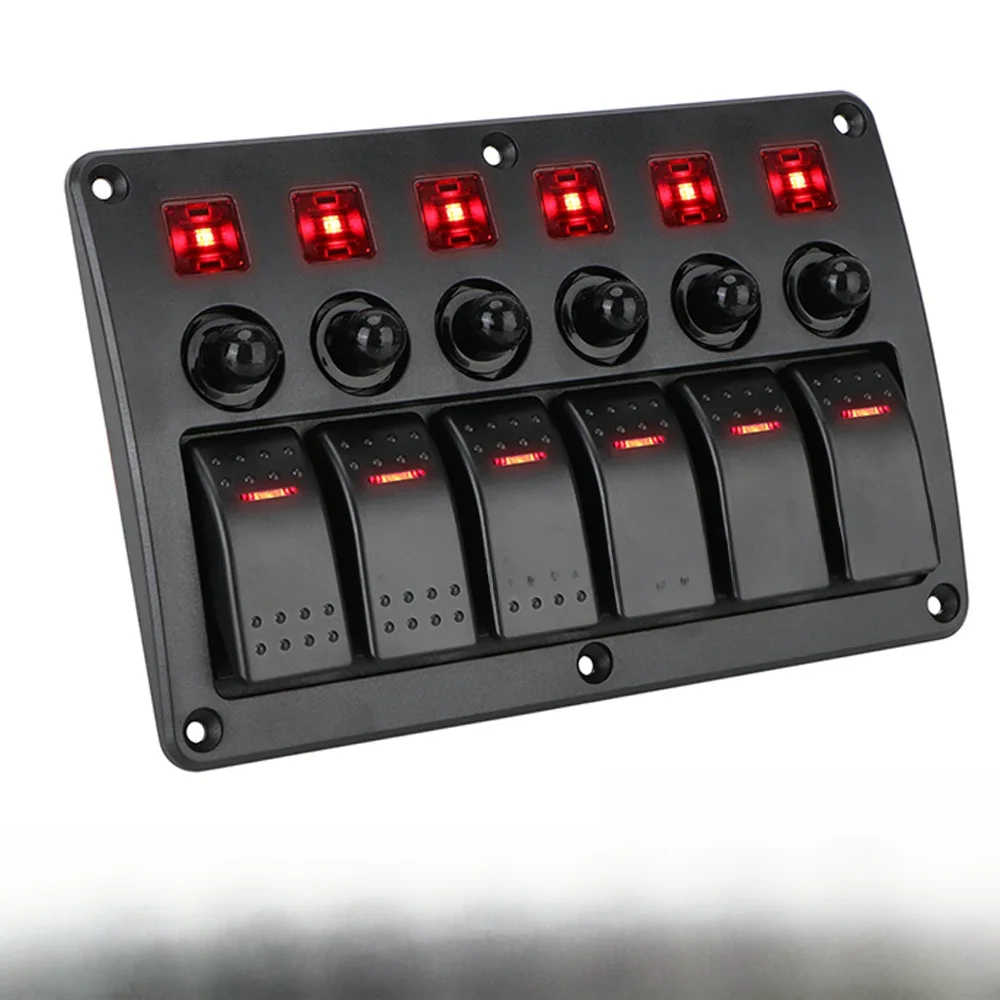 24V 12V 6 Gang lumière interrupteur à bascule panneau boutons contrôle de Circuit avec fusible indicateur LED accessoires de voiture pour bateau camion remorque