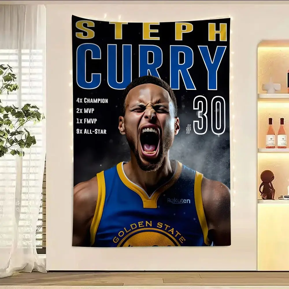 البوهيمي ستيف كاري نسيج غولدن ستايت ووريورز ديكور للتعليق على الحائط نمط الهبي طباعة كرة السلة الاحتفال المشجعين هدية