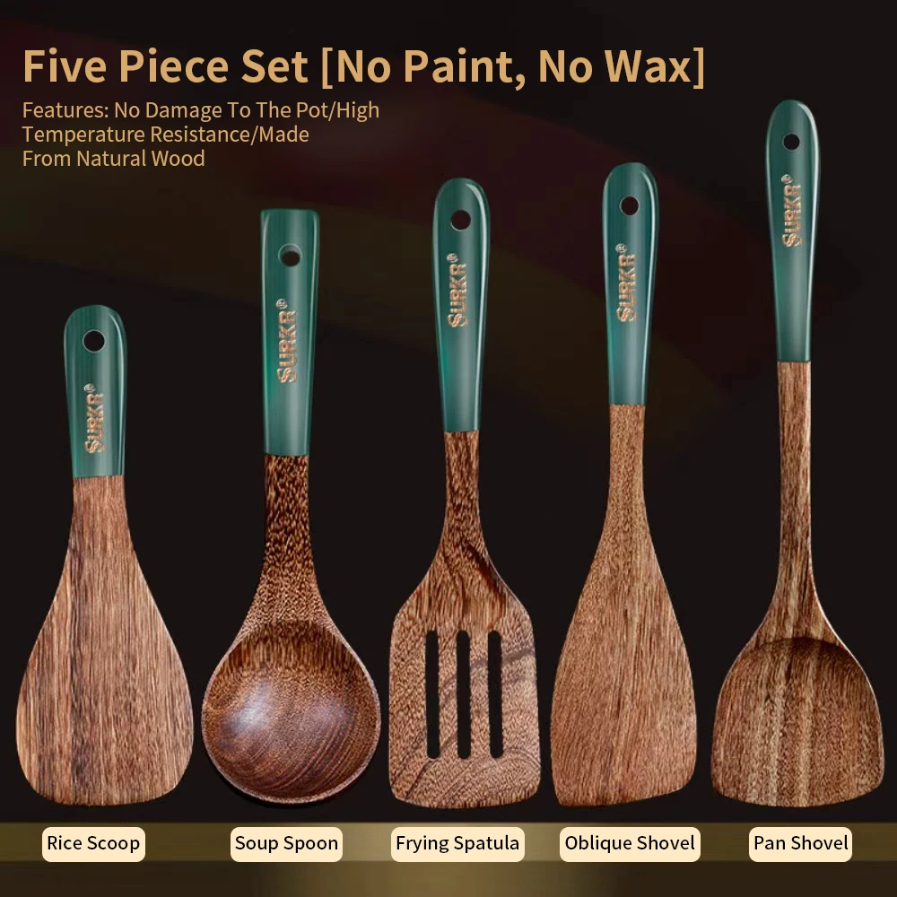 Ensemble de spatules en bois naturel, spatule en bois spéciale antiadhésive, spatule en bois résistante à la chaleur, cuillère en bois et autres cuisines