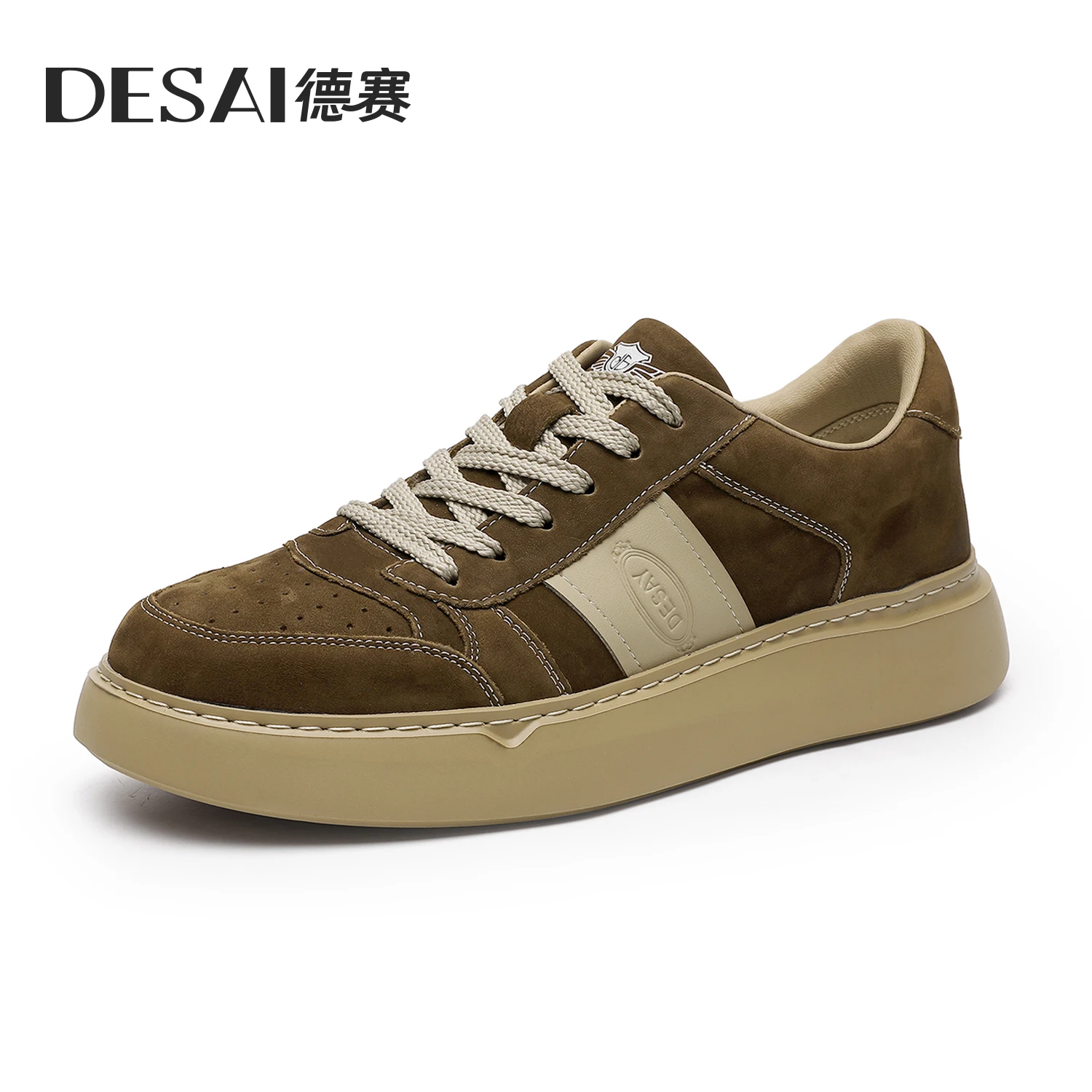 Desai Thick Sole Board Shoes Men's Summer New Genuine Leather Lightweight Casual Shoes Retro Versatile Breathable ShoeDS3007