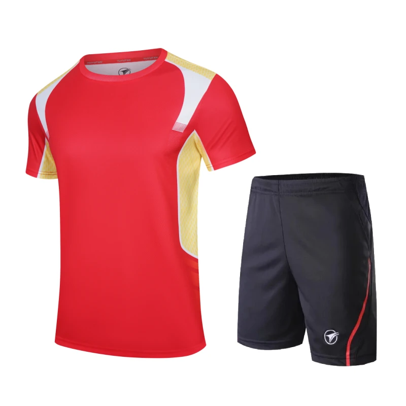 Roupa de badminton para homens e mulheres, camiseta com gola redonda, tops de manga curta, tênis de mesa, roupa esportiva 2023