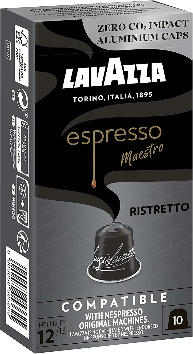 Lavazza Espresso master Ristretto, dark Tueste, aluminium capsules compatible with Original Nespresso machines, 10 capsule format