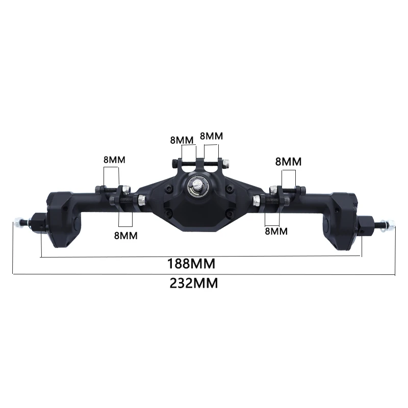 CNC Machined Aluminum Integrated Front Rear Portal Axle Anodized for 1/10 RC Crawler Car Axial SCX10 II RGT 86100 Redcat GEN8