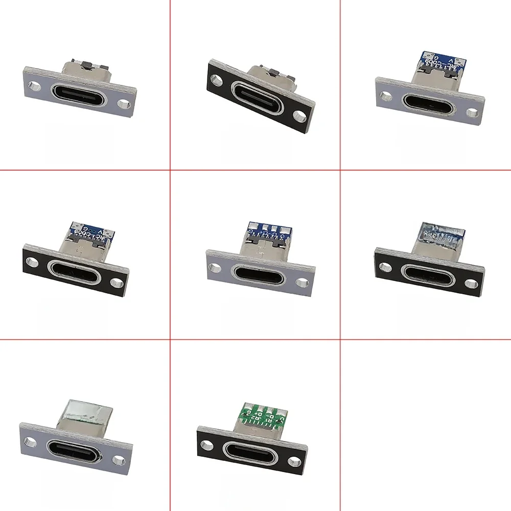 Prise Jack USB type-c avec plaque de fixation, 2 broches, 4 broches, 6 broches, connecteur de soudage femelle, Port de chargement, 1/2/3/5/6/10 pièces