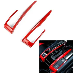 2Pcs Front Gear Shift Panel Frame Trim Accessories Red Fit for Honda Civic 10th Gen 2016 2017 2018 2019 2020 2021 LHD Decals