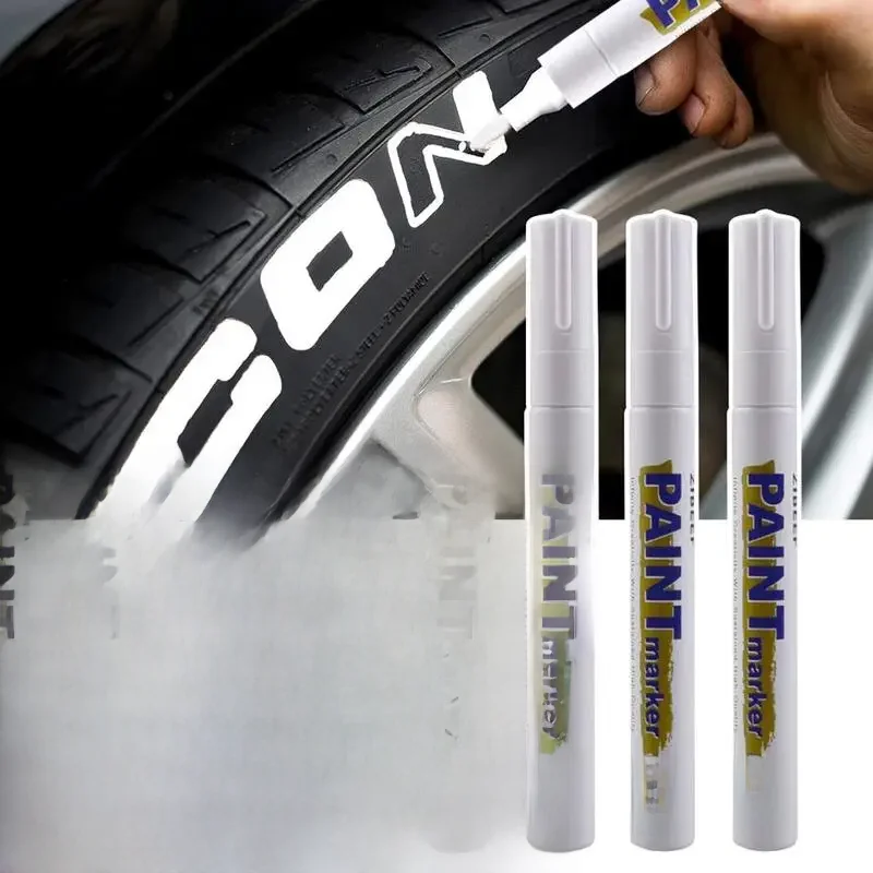 Impermeável pneu de carro Oil-Based Paint Pen Set, pintura branca marcadores, secagem rápida,