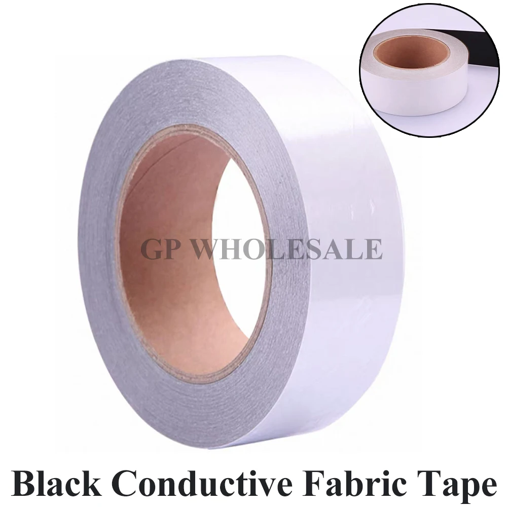 35mmx25m-black-conductive-fabric-tape-single-sided-adhesive-emi-shielding-anti-radiation-cloth-tape-for-electronic-pcb-repair