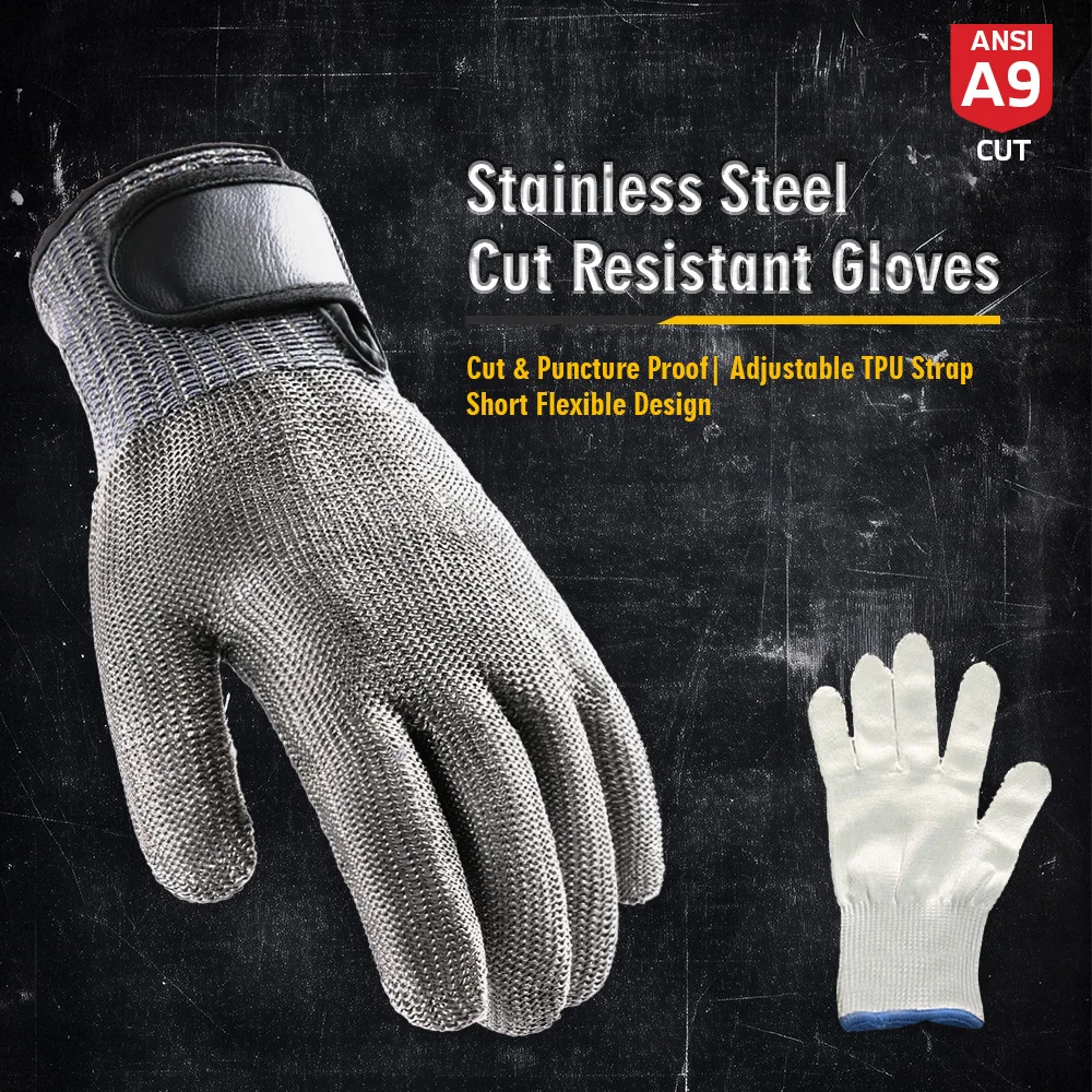 Level 9 Stainless Steel Mesh Safety Glove Heavy-Duty Rustproof Anti-Cut Protection Cutting Durable Metal Work