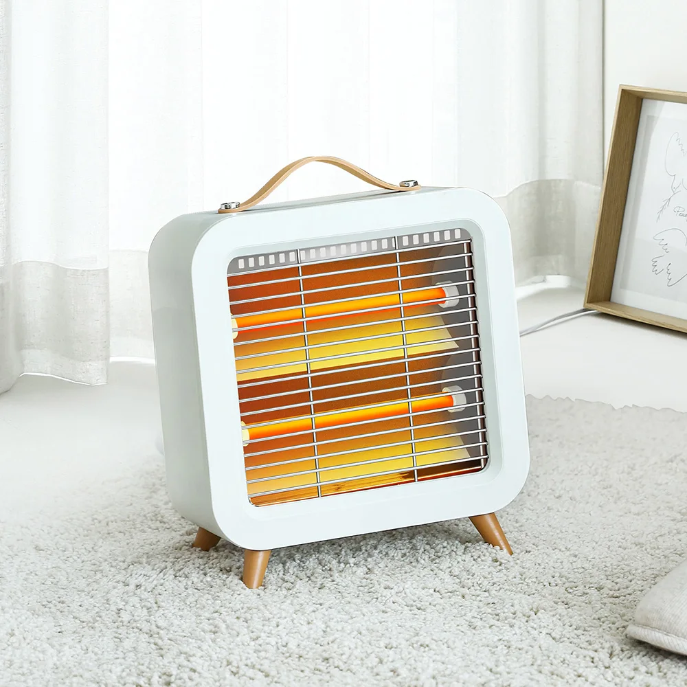 Moritz Square Square Mini 2-Tier Heater Ivory/Orange Electric Heater Foot Stove