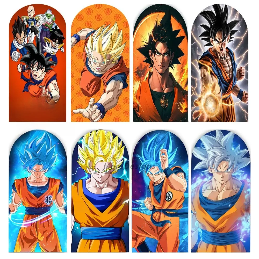 Toile de fond photo Dragon Ball Arch, couvertures arquées double face, accessoire de stand de photographie, fête d'anniversaire pour enfants, baby shower