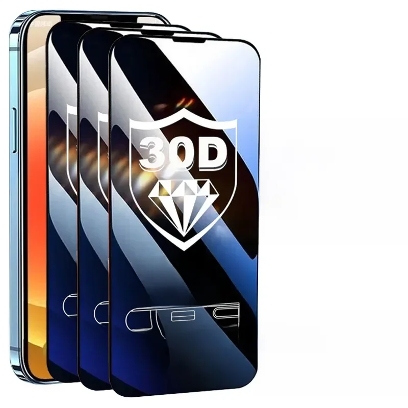 3 Stück 30D Panzerglas Displayschutzfolie für iPhone 17 Air 13 14 11 15 16 18 Pro Max Plus 12 Mini XS XR X Schutzfolie
