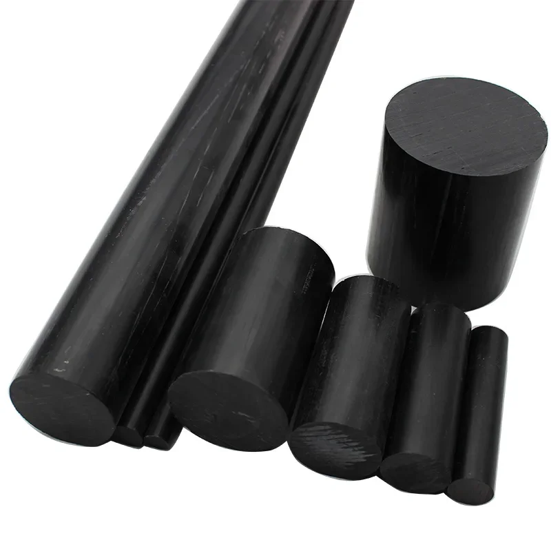 Barre ronde en plastique usinable, tige ABS noire, Stock 6mm 8mm 10mm 12mm 15mm 20mm 25mm 30mm 35mm 40mm 45mm 50mm 60mm 65mm