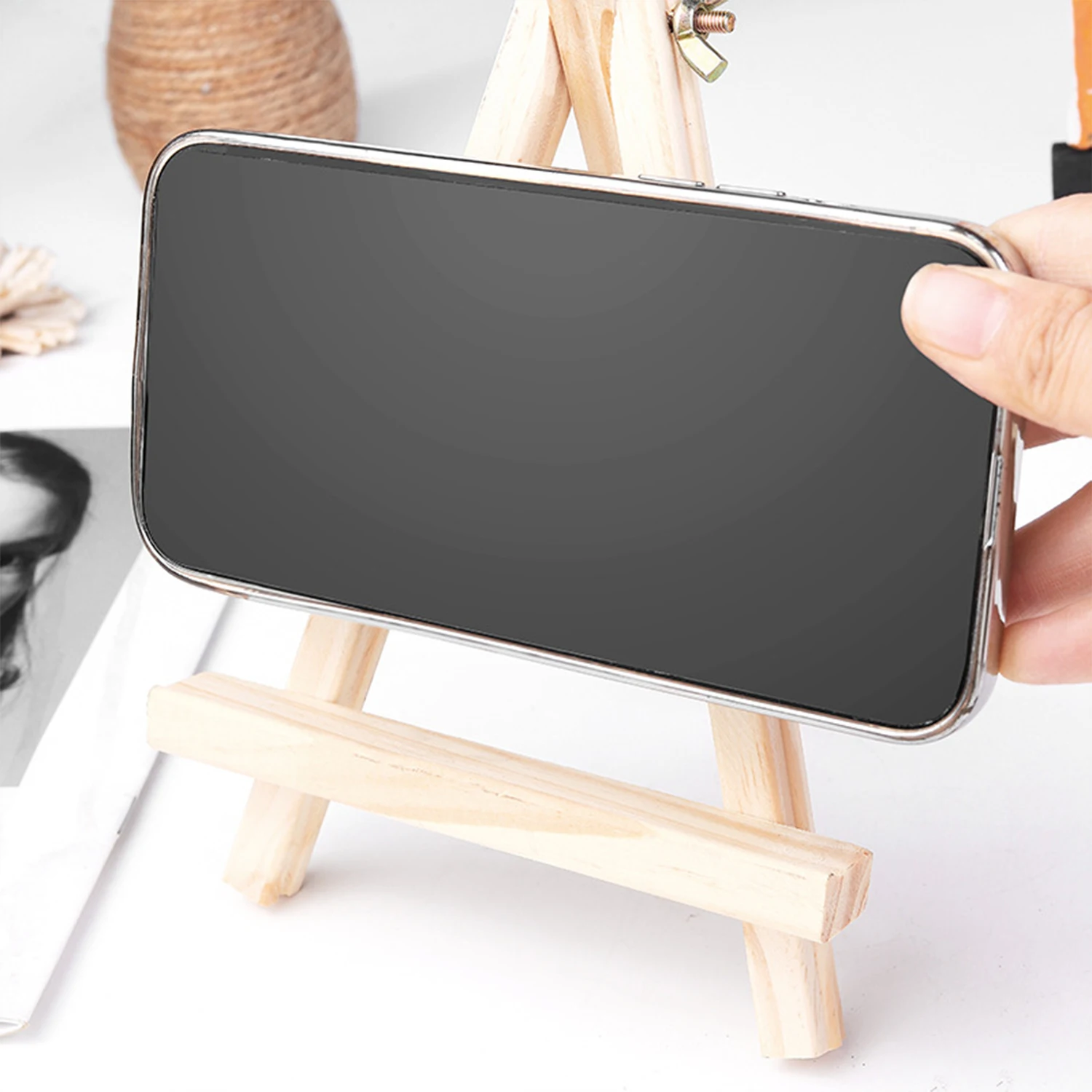 

Mini Wooden Easel Frame Canvas Kit DIY Sketching Practice Triangle Tabletop Easel Figure Plein Air Painting Drawing Art Supplies