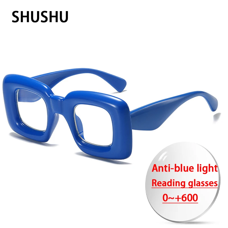 

B163 Inflatable Expansion Square Surround Anti-Blue Light Reading Glasses Designer Brand Women Men Oversized Eyeglasses Frame