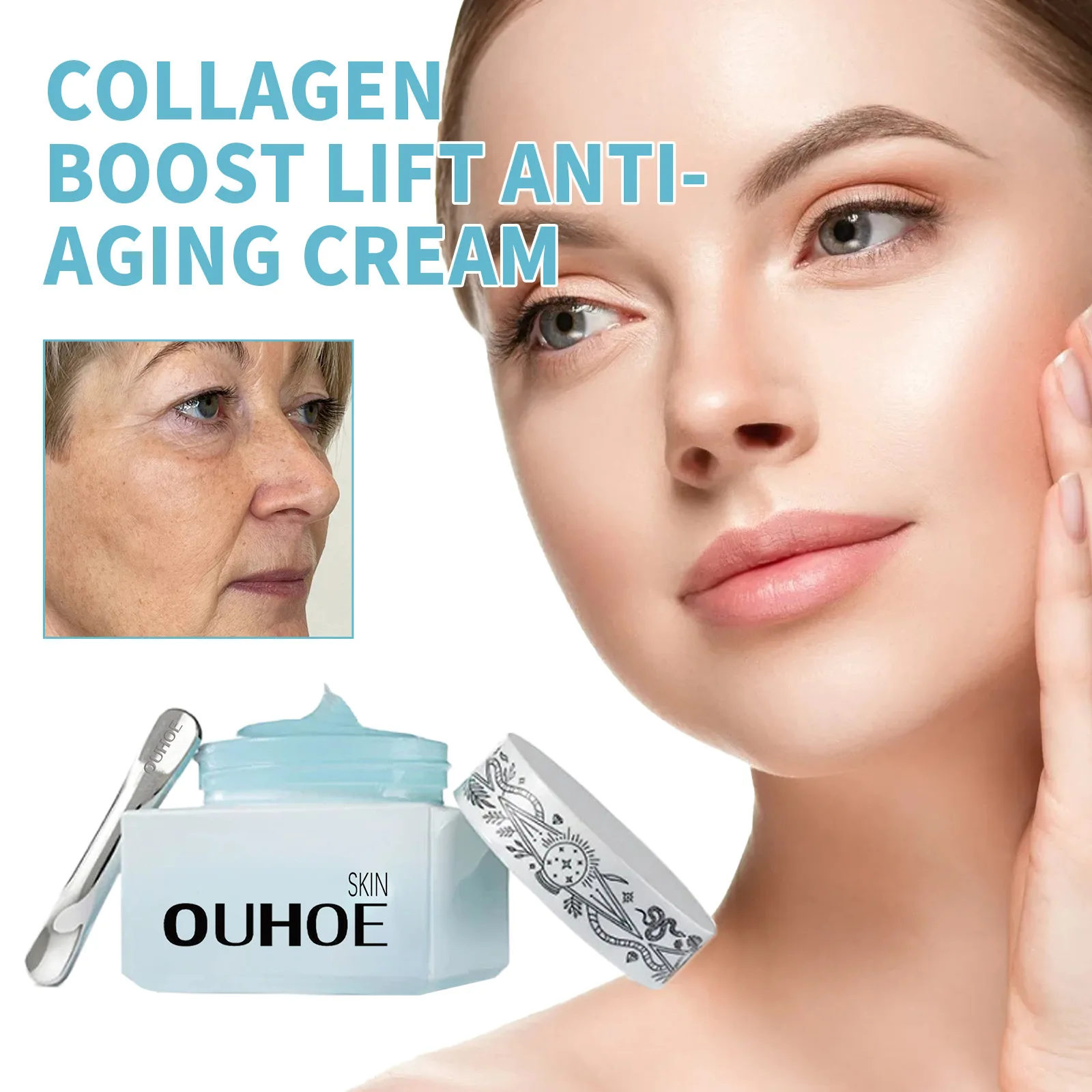 Ouhoe 30g Collagen Anti Aging Face Cream Reduce Fine Lines Wrinkles Lighten Melasma Melanin Lifting Facial Glowing Skin Cream