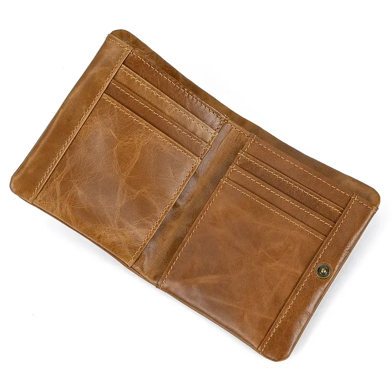 Krótki portfel skórzany Mężczyźni Vintage Portmonetka Mężczyźni Etui na karty z wieloma gniazdami na karty Oryginalny skórzany portfel damski Męski pakiet gotówkowy — zdjęcie 2