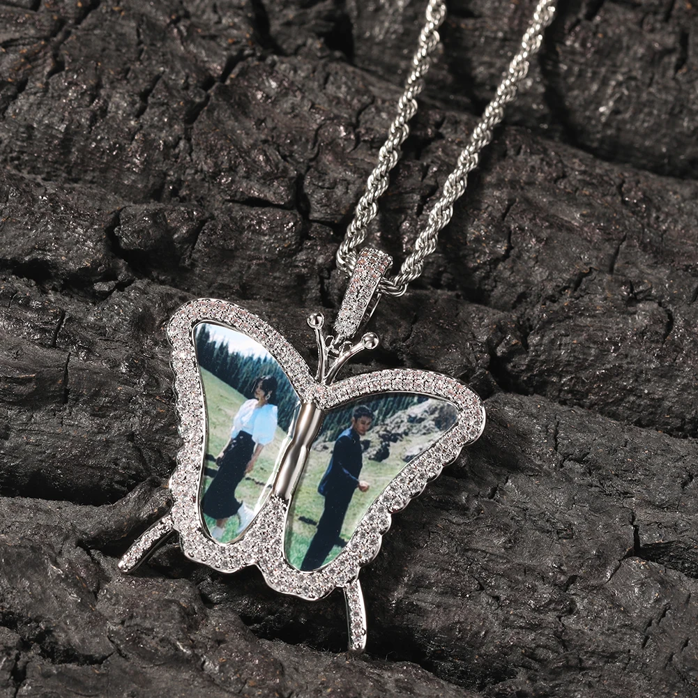 UWIN-collar con colgante de foto de mariposa, colgante con imagen de medallón de Circonia cúbica, joyería de moda para regalo de recuerdo