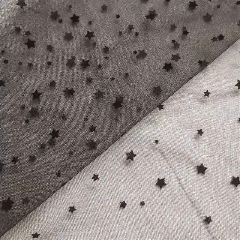 3 Yards Soft tulle Small stars fabric Flocking polka dots fabric For Cosplay, Birthday Party Dress,Cupcake Dress, Ball Gown