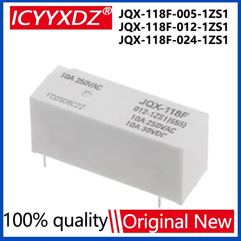 10Pcs/lot New Relay HF JQX-118F-005-1ZS1 JQX-118F-012-1ZS1 JQX-118F-024-1ZS1 HF118F 012 1ZS1 10A 5PIN 5V 12V 24V power relay