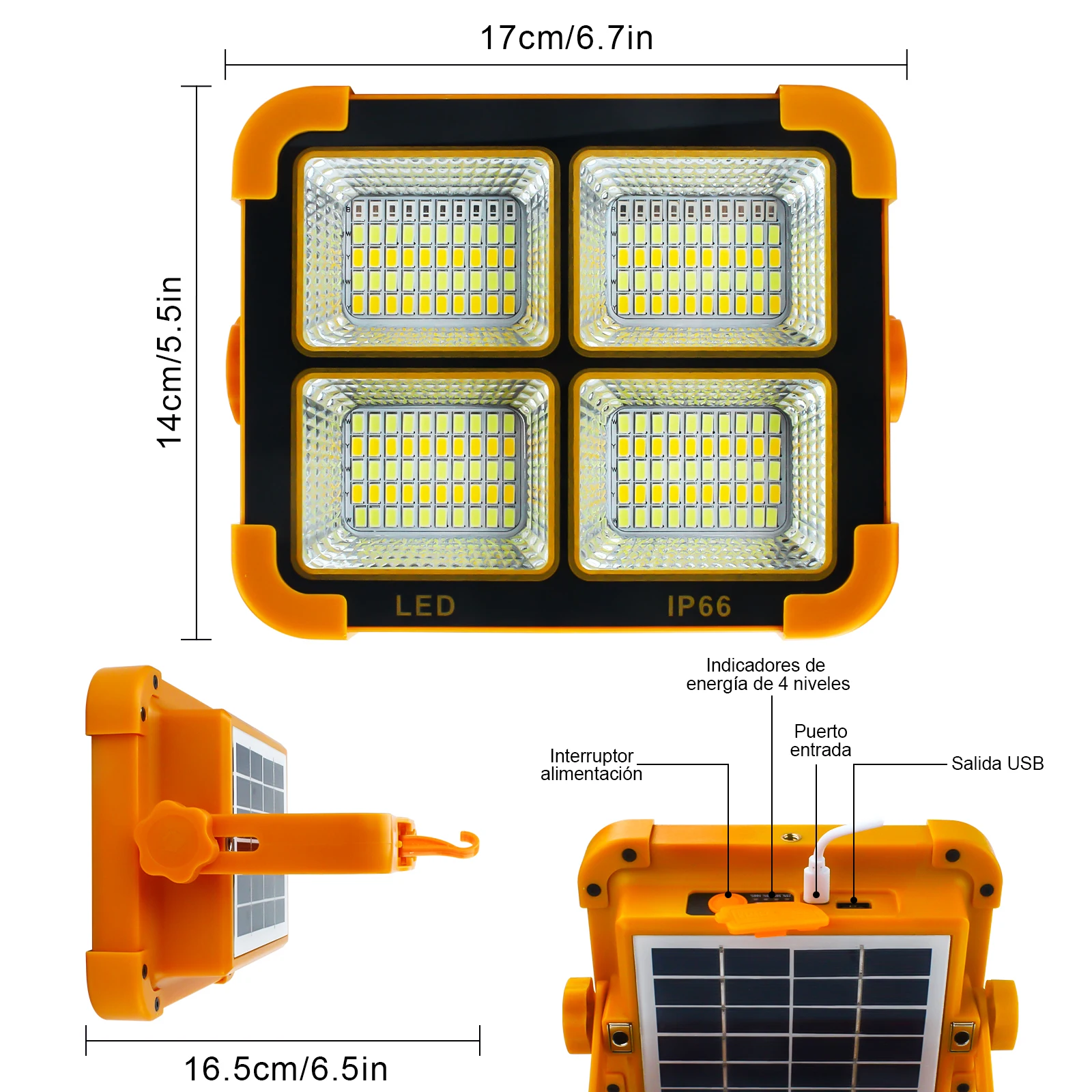 INDMIRD Lanterna LED Solar portátil, Luz de tenda recarregável, Emergência Night Market Light, Lâmpada de acampamento ao ar livre, 100W