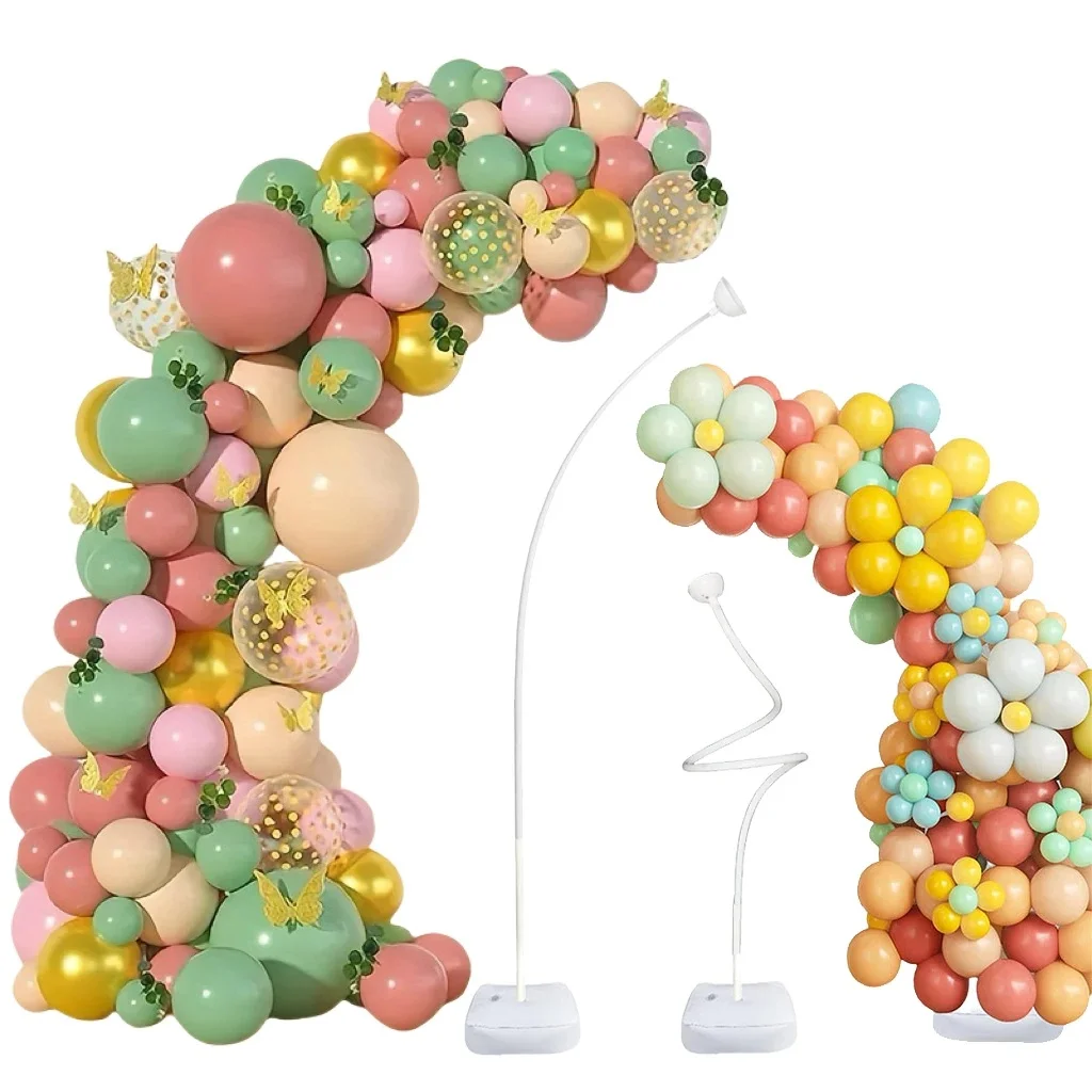 Ensemble d'arc demi-balon à flexion libre de 2.5m et 1.5m, Kit d'arc de ballon, support d'arc de ballon avec Base pour décoration de fête d'anniversaire et de mariage