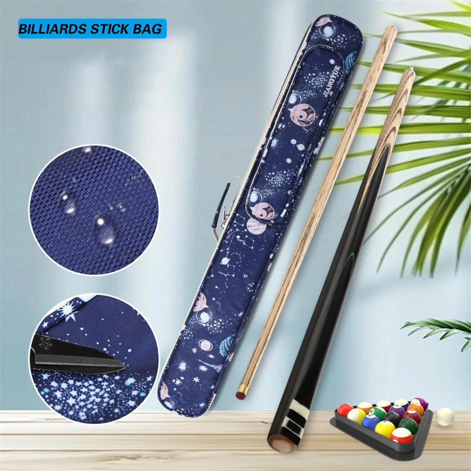 1/2 Pool Stick Case Jointed Pool Cue Case 4 Hold Stick with Zipper Pocket and Shoulder Strap Handle for Men Women Club Accessory