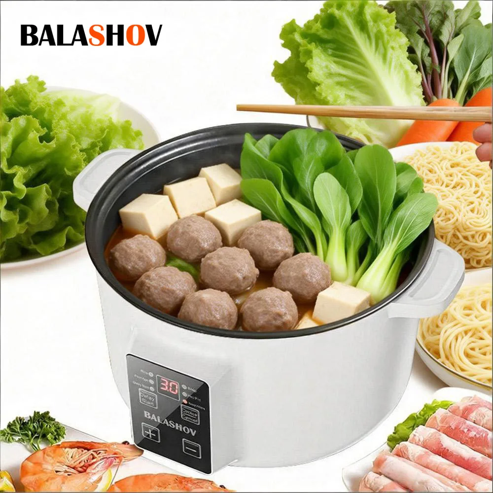 Olla eléctrica multifuncional de 800W, olla caliente para el hogar, utensilios de cocina antiadherentes inteligentes para electrodomésticos, olla de arroz de 3,5l