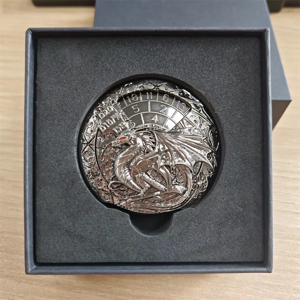 

Dragon Shaped Roulette Dices for Dungeon& Dragons, 7 in 1 Metal DND Dice D100 D20 Role Playing Tabletop Games Player w/ gift box