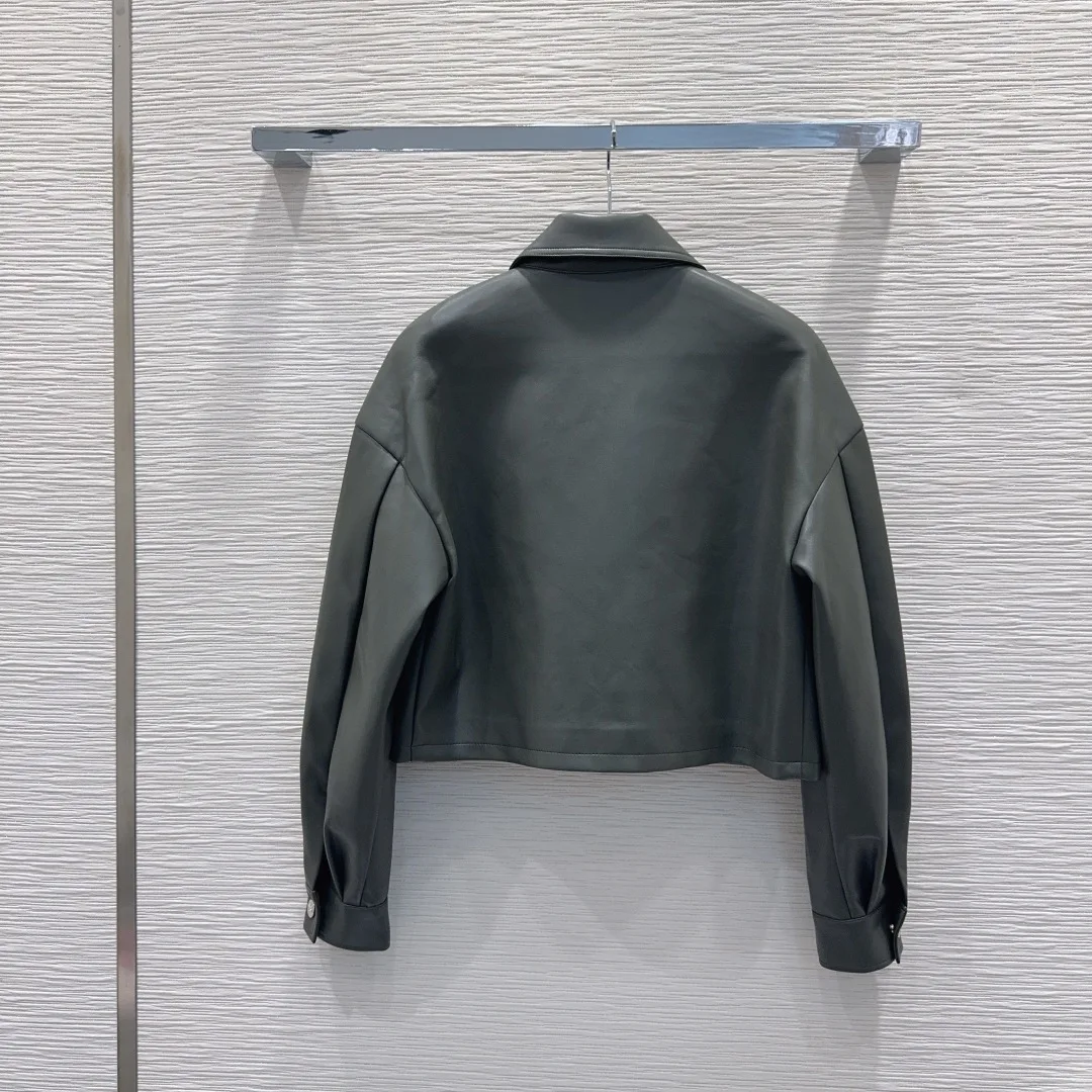 

2025 Autumn/Winter New Design Women's Lapel PU Leather Fashionable Jacket