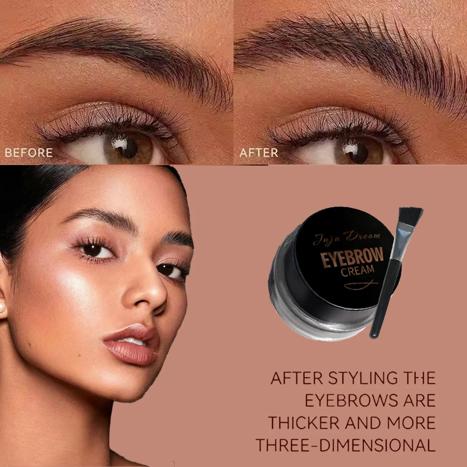 JUJU DREAM 1 stks Waterdichte 3D Wenkbrauw Styling Crème Sneldrogend Make-Up Wenkbrauw Plastic Zeep Natuurlijke Wilde Wenkbrauw Crème + Borstel