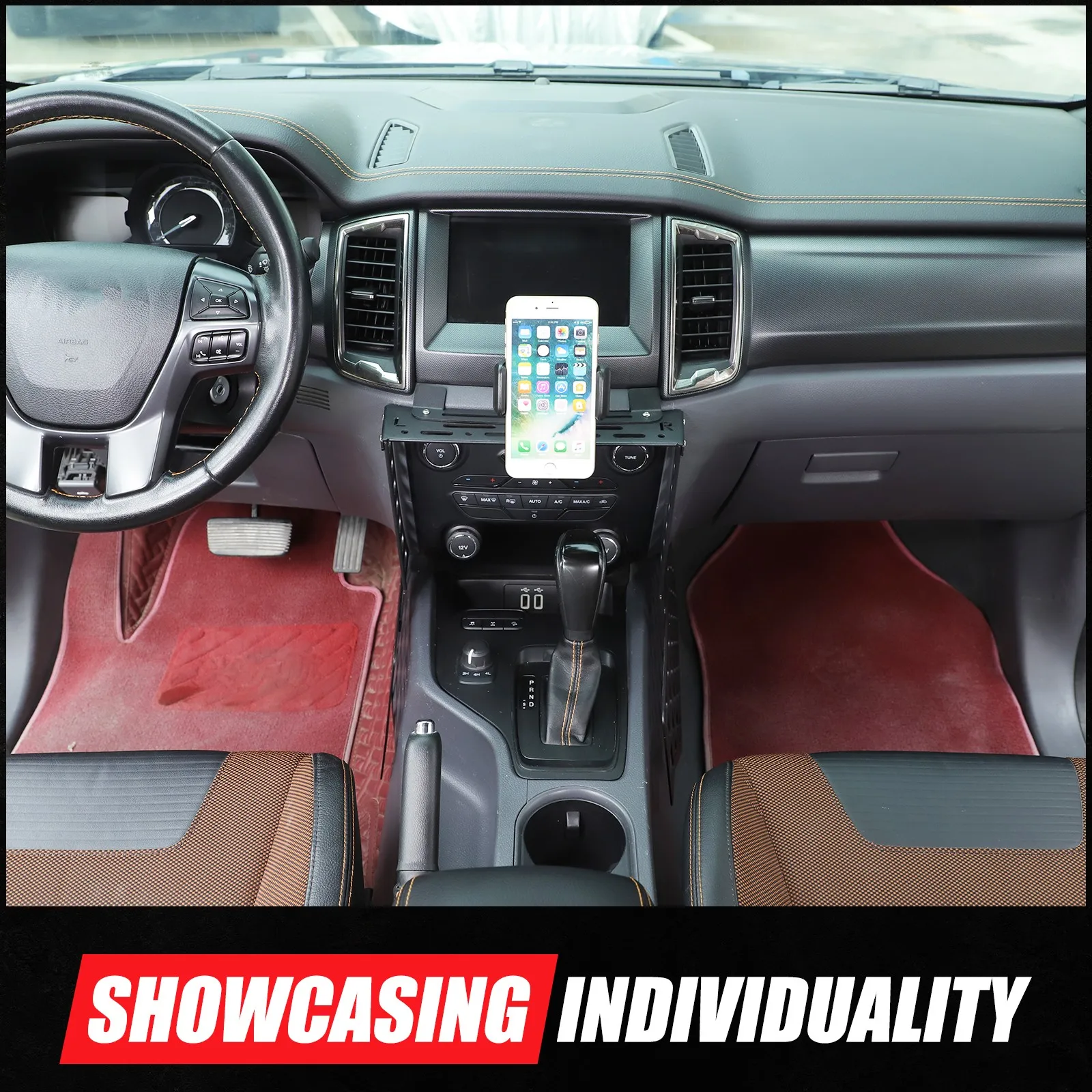 Suporte de alumínio do telefone celular da plataforma de comunicação do console central do carro para ford ranger 2015-2022 suporte móvel da célula offroad