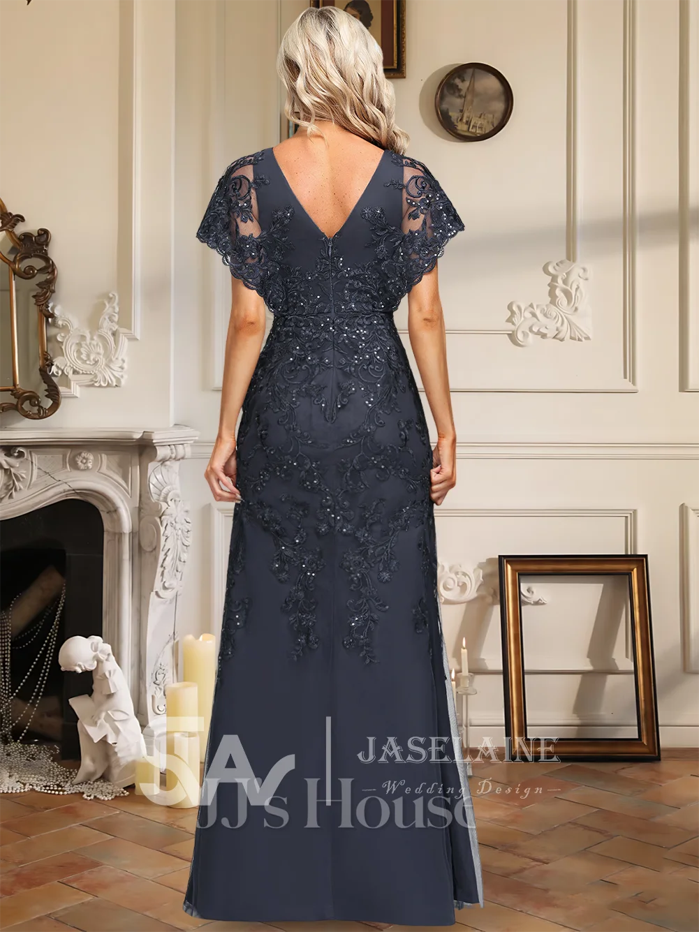 Elegant Prom Evening Dress For Wedding Party With Lace Applique Sequins A-Line Floor-Length Tulle Gown Formal Gown For Women