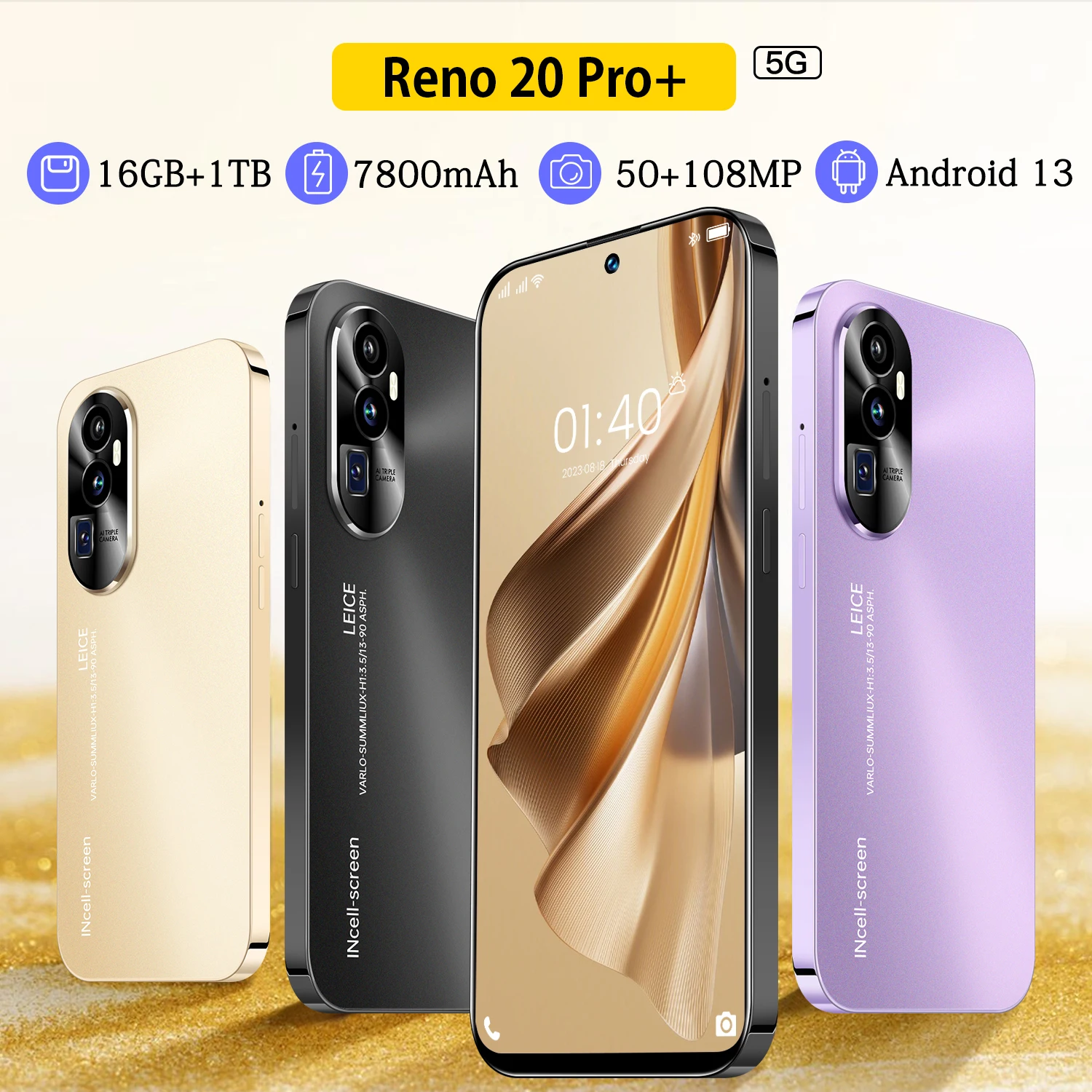 2025 NEW Band Reno 20 Pro 5G SmartPhone Octa Core Snapdragon 16+1TB 7.3\