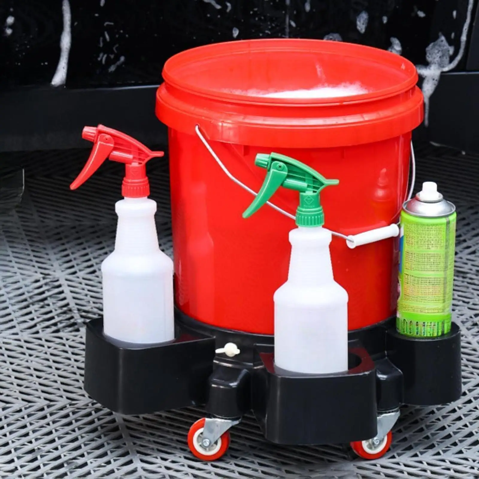 Car Washing Tool Storage Bucket with wheel, Lid Car Washing Bucket Cleaning tools Detachable Sitting Car Washing Bucket Set