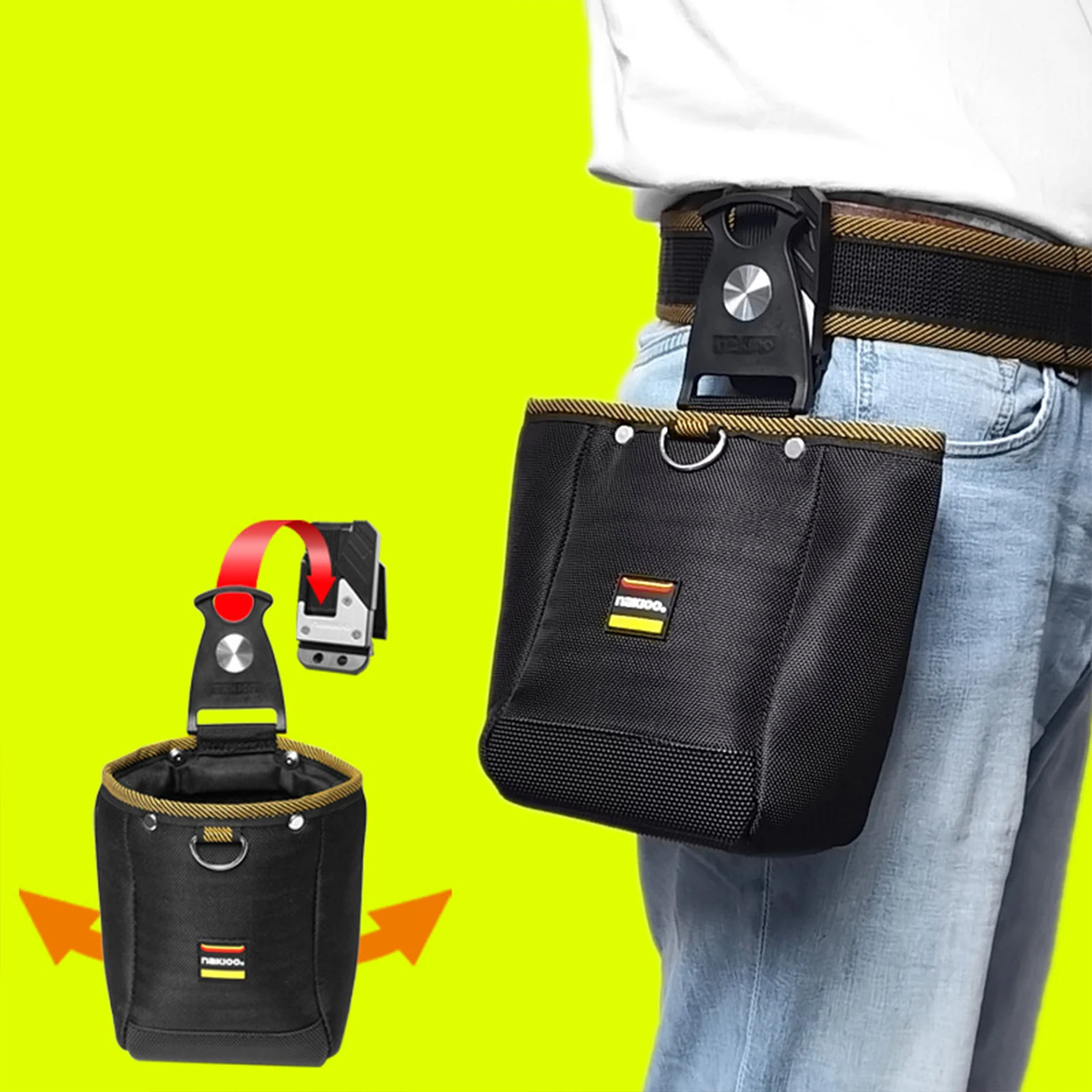 Electrician Tool Pouch Waist Storage Organizer Portable Belt Tool Bag Rotatable for Roofer Plumbers Workers Maintenance Repair