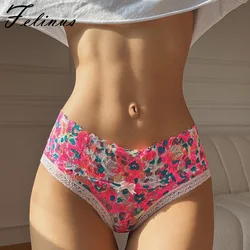 Felinus Women Sexy Flowers Panties Low-waist Briefs Underwear Female Temptation Breathable Lingerie Ultra Thin Intimates