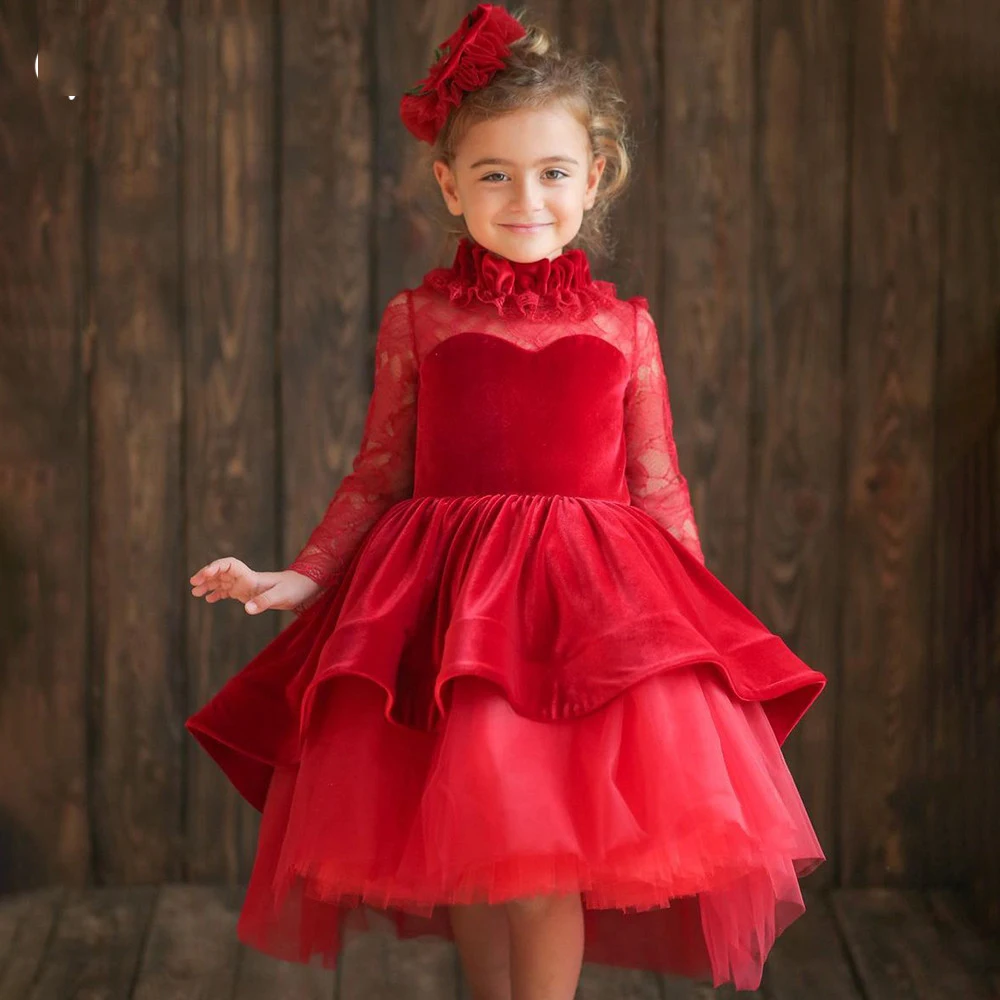 Vestidos de Fiesta de terciopelo para niña, vestido de princesa con mangas de capas, vestido de cumpleaños para niña, bata de princesa fille para fiesta de navidad