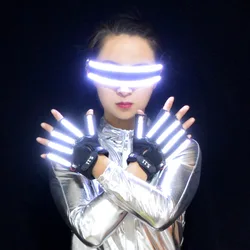 Creative Personality LED Glowing Gloves with Fluorescent Show Halloween Christmas Stage DJ Singer Performing