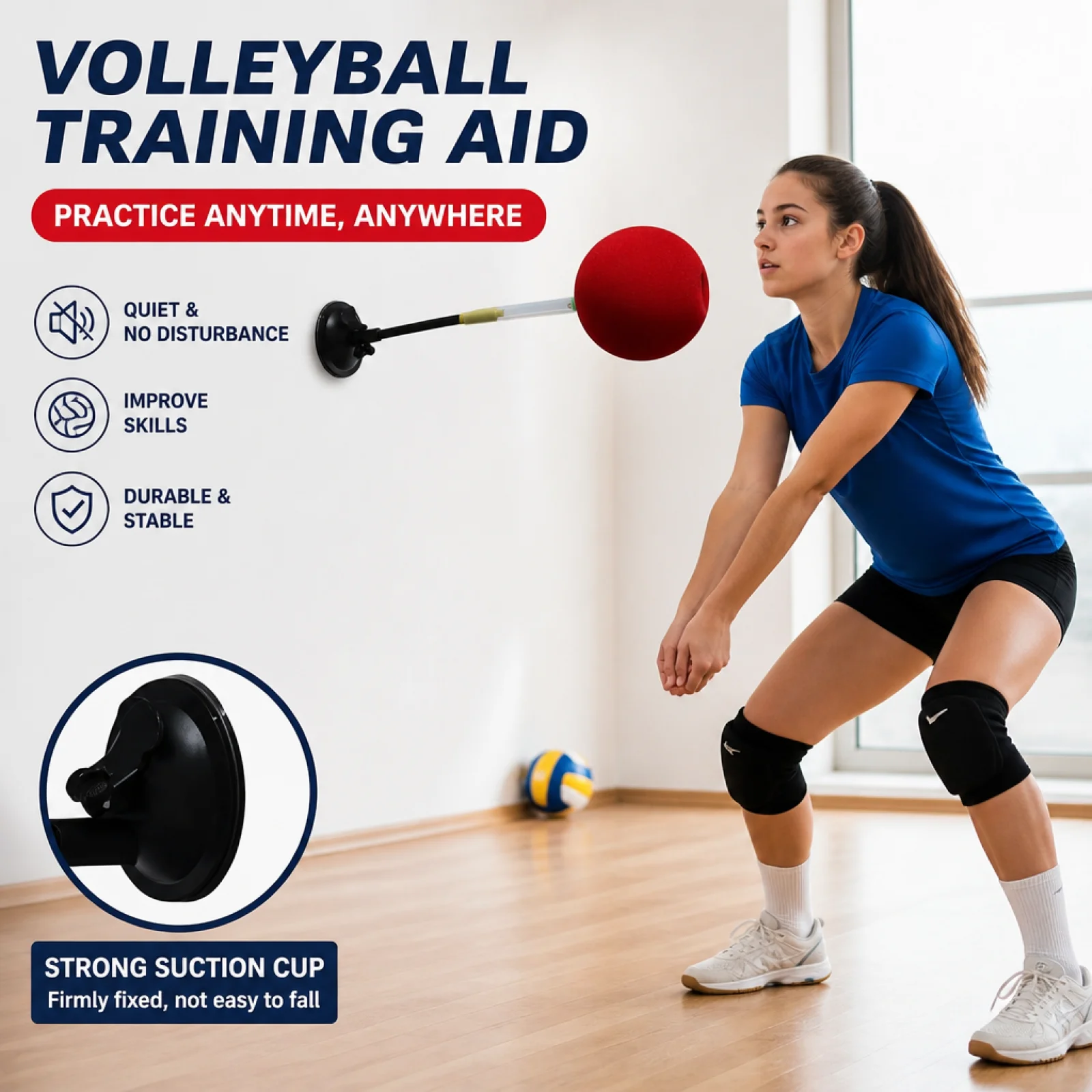 Quiet Suction Cup Volleyball for Beginners Practical Volleyball Trainer Indoor Practice Volleyball Strike Training Aid