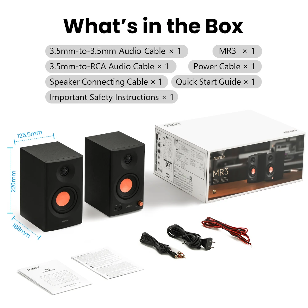 Edifier MR3 Aktywne Monitory Studyjne 2.0 Bluetooth 5.4 36W RMS Audio Hi-Res Głośniki z 3,5-calowymi przetwornikami i wieloma wejściami — zdjęcie produktu 5