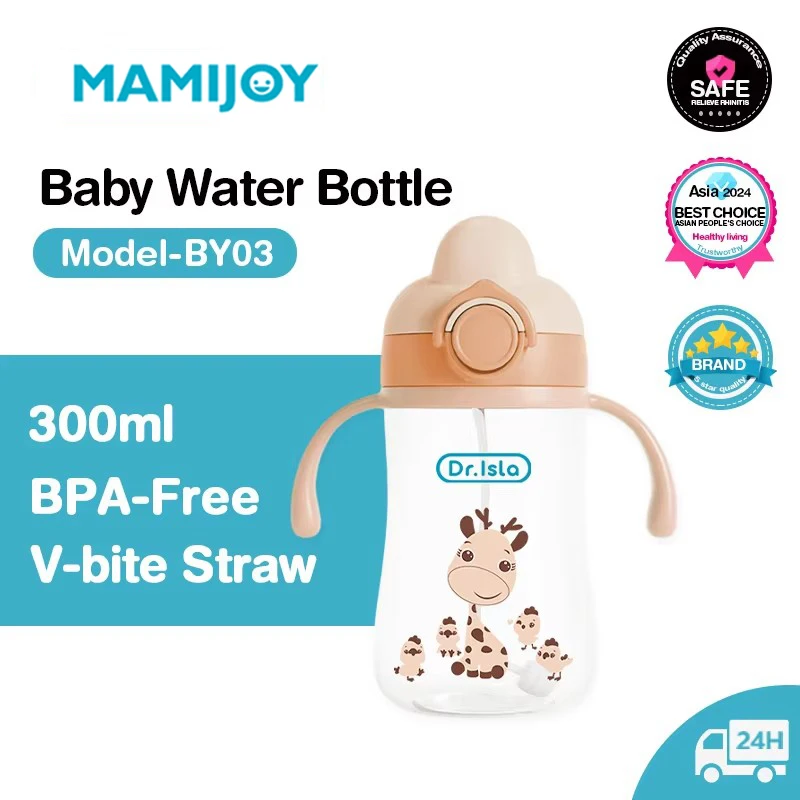 

MAMIJOY 300ml Newborn Baby PP Bottle Wide Mouth Baby Bottle Anti Flatulence Anti Fall Baby Training Cup BPA Free