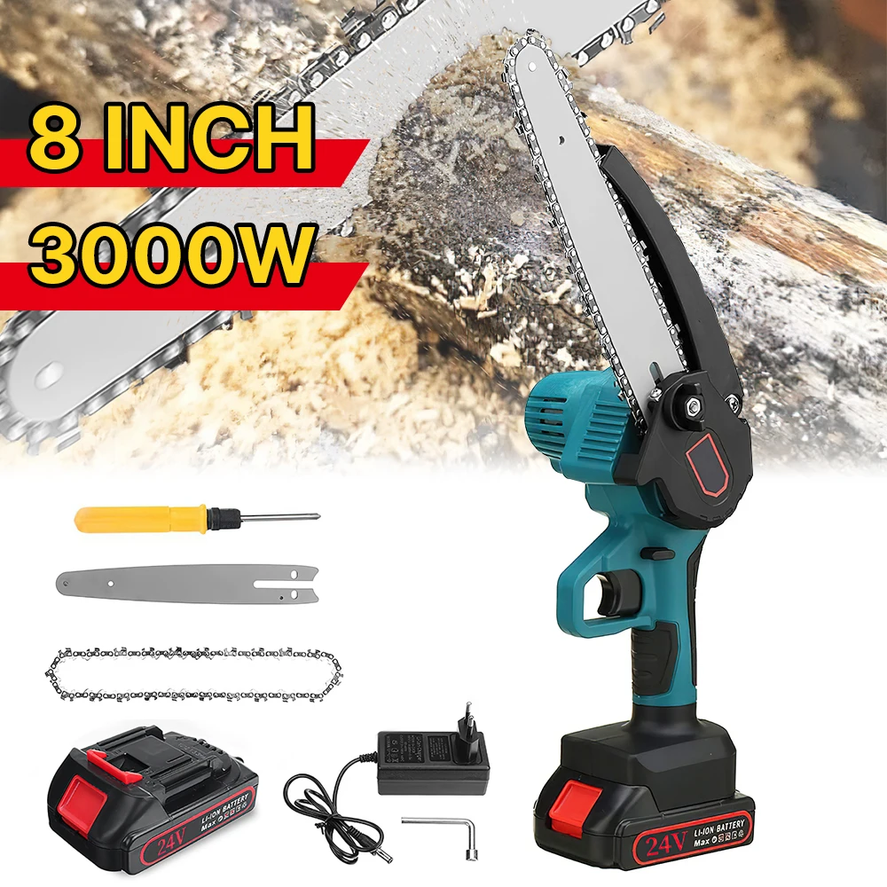Minisierra de podar eléctrica para Makita, herramienta de corte de jardín, carpintería, 3000W, 8 pulgadas, 24V