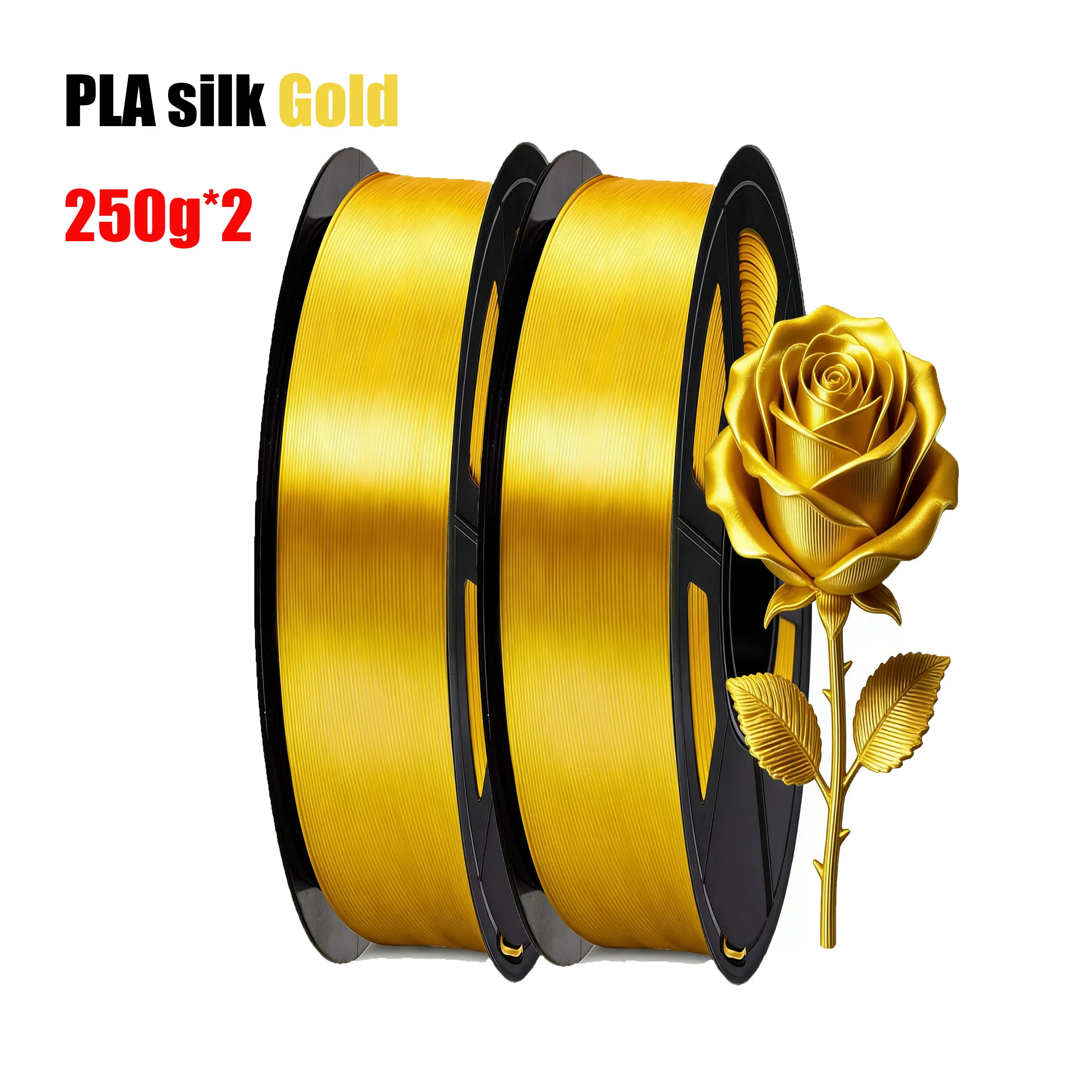 

Silk Gold PLA Filament 1.75mm 3D Printing Material - Shine Silky Shiny Metallic Finish - 500g/250g Spool for 3D Printer