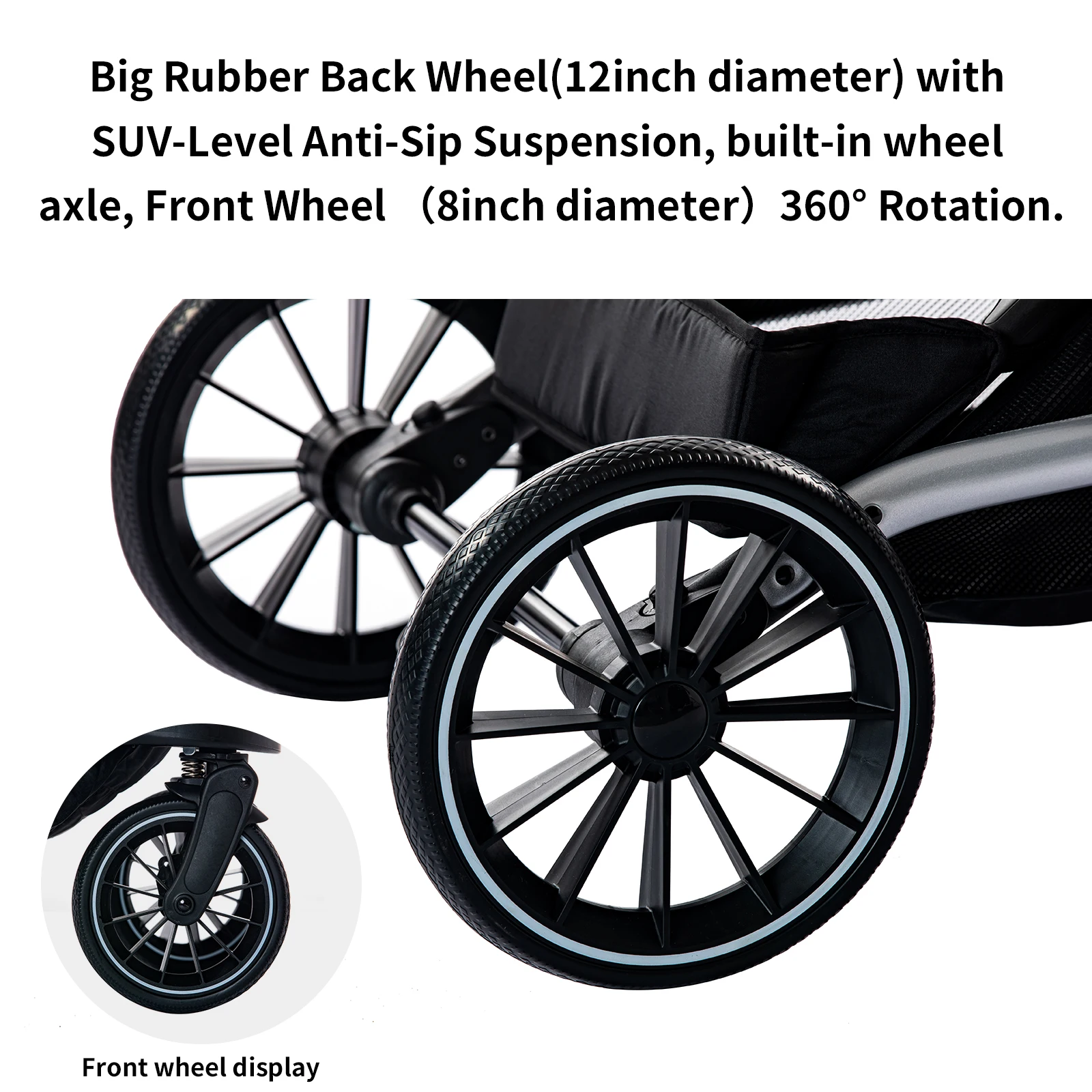 Wende-Kinderwagen, kompakter Kinderwagen mit großen Rädern, zum Sitz und Liegen verstellen, faltbarer tragbarer Kinderwagen für Neugeborene